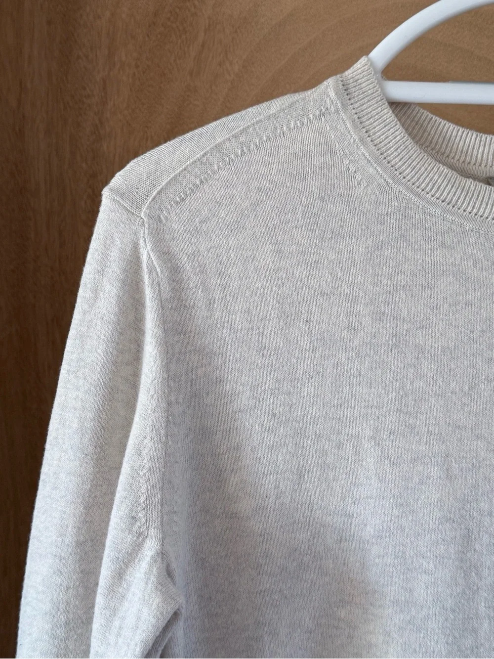 Everlane Organic Cotton Crewneck Sweater Off White Heathered Lightweight Women S